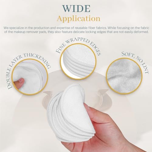 30 Pcs Natural Fiber Round Makeup Remover Pads, Washable Reusable Face Pads Cloth Rounds, Facial Cleansing Pads Wipes for All Skin Types Travel (White) - Image 4