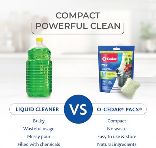 O-Cedar PACS Hard Floor Cleaner, Crisp Citrus Scent 24 Count (1-Pack) | Made with Naturally-Derived Ingredients | Safe to Use on All Hard Floors | Perfect for Mop Buckets - Image 4