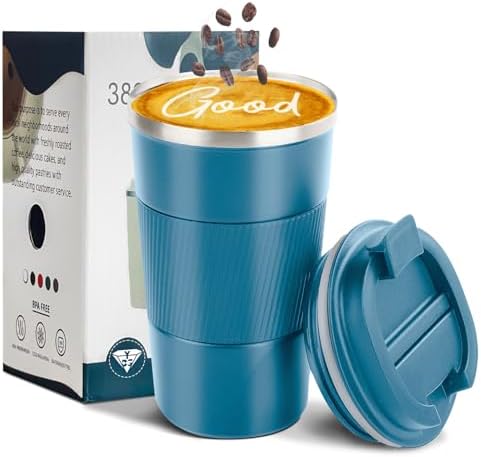 Insulated Travel Coffee Mug, Stainless Steel Coffee Cup with Leakproof Lid by YINBAOGE
