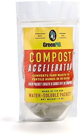 GREEN PIG Compost Accelerator Converts Yard Waste to Fertile Humus in 30 Days and Helps Control Odors Associated with Compost Piles, 1 Bag (12 Dissolvable Packets) by GreenPigSolutions