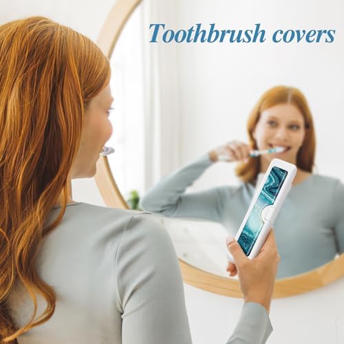 Toothbrush Travel Case - Colorful Pattern, Holder and Covers for Toothbrushes, Includes Tongue Scraper Case - Image 4