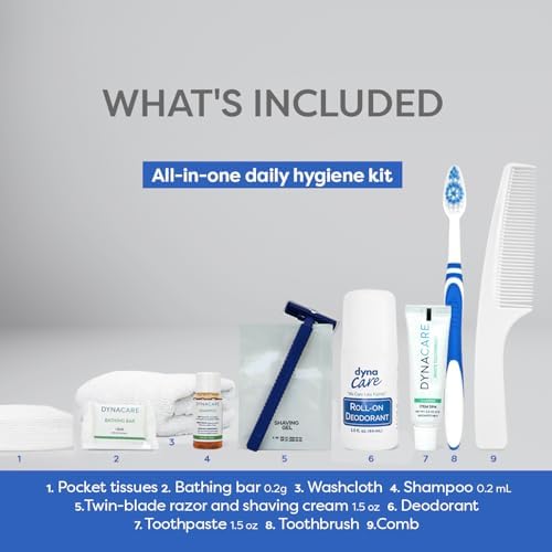 Dynarex DynaCare Daily Hygiene Kit - Travel Essentials Toiletry Bag - Includes TSA Approved Shampoo, Toothbrush Set, Razor and More - Blue, 1 Kit (10-Pieces) (Pack of 2) - Image 3
