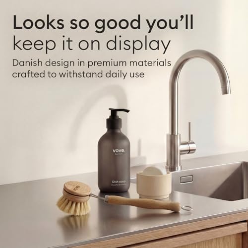 Vove Bamboo Dish Brush with 3 Replacement Heads, Natural Fiber Bristles - Image 6