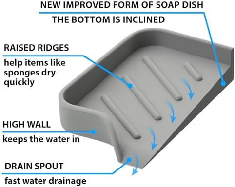 Silicone Soap Bar Holder: Premium Gray Self-Draining Soap Dish - Elegant Shower & Bathroom Solution - Image 3
