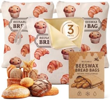 fatrock 3 Pack Beeswax Bread Bags for Sourdough Bread by Unknown