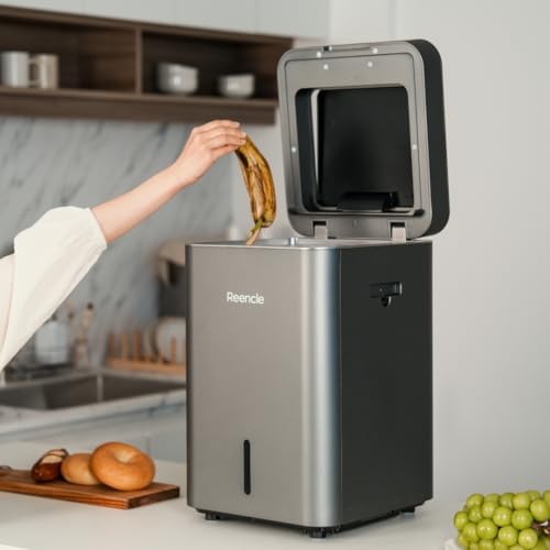 Reencle Gravity Electric Composter - 22L Kitchen Composter– Decomposes 3.3 lbs Daily, Odorless & Quiet Indoor Composting, Rapid Decomposition with All-new Compost Starter 2.0 + Booster Pack (Silver) - Image 3