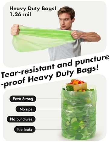 Trash bags 13 Gallon Biodegradable: Aievrgad Garbage bags for tall kitchen trash can liner, 50 count,Unscented, Heavy Duty, Thickened, for food/kitchen waste or Graden,green 50L - Image 3