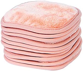 Eurow Reusable Makeup Remover Cloths, Soft Microfiber Face Towels for All Skin Types, Chemical-Free, Protective, Machine Washable, Gentle & Effective Facial Cleansing, 5"x5", Coral, 10-Pack by Eurow