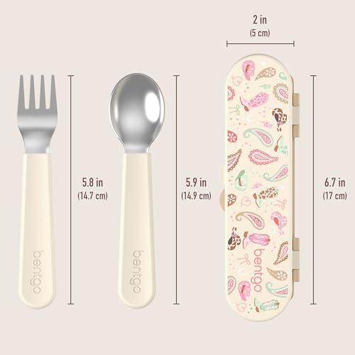 Bentgo Kids Stainless Steel Utensil Set - Reusable Fork, Spoon & Storage Case, PFAS- & BPA-Free, Easy-Grip Handles, Lightweight, Dishwasher Safe, School Lunch, Travel & Outdoors (NEW Cowgirl Dreams) - Image 5