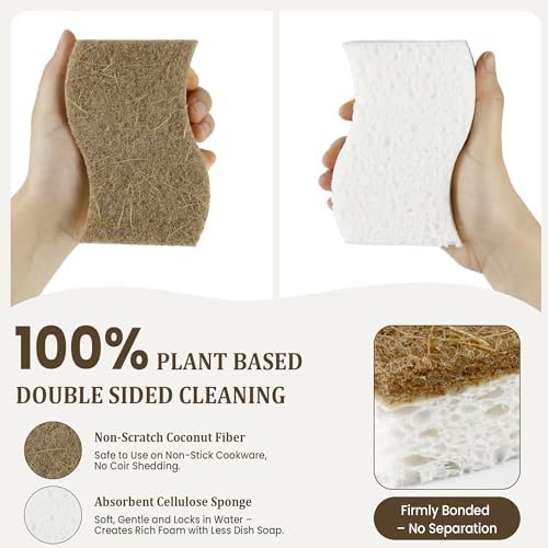 14 Pack Kitchen Sponges, Natural Dish Sponges for Kitchen, Non Scratch Pads - Image 2