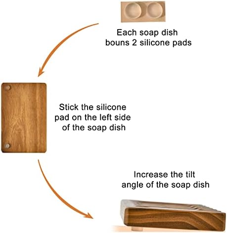 Wooden Soap Dishes for Bathroom Shower,Teak (2P) - Image 3