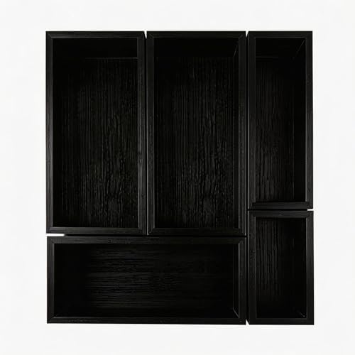 bamboo drawer organizer Set,expandable drawer dividers,wooden storage organizers,drawer organizers for kitchen, bathroom,flatware,Tea Bag Organizer (1 X 5PCS Black) by Teicui