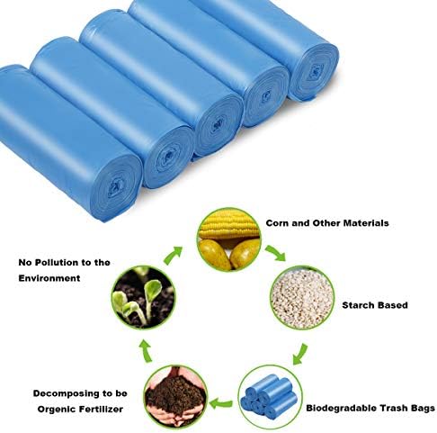 Compostable Trash Bags, 13-15 Gallon Biodegradable Trash Bags Recycled Garbage Bags Unscented Wastebasket Liners for Kitchen Office(75 Counts, Blue) - Image 2