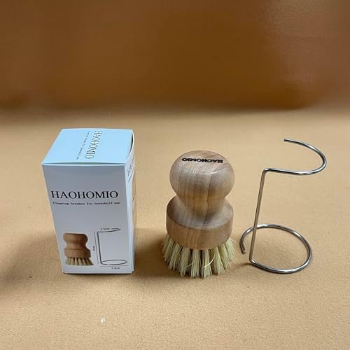 Natural Wooden Dish Brush Set with Drying Stand - Eco-Friendly Palm & Sisal Scrubber for Pots, Pans, Dishes, Kitchen Sink, Vegetables - Short Handle Pot Brush Cleaning Kit - Image 2