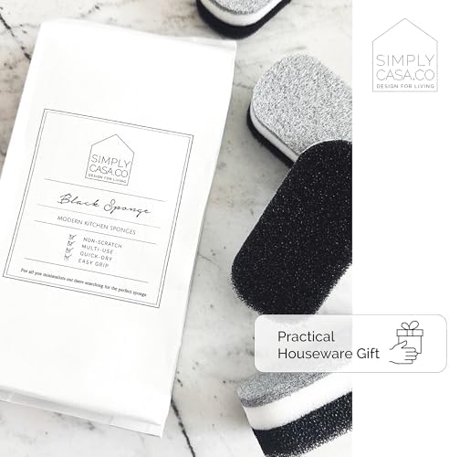 Kitchen Dish Cleaning Sponges - Pack of 6 | Non-Scratch & Fast-Drying | Reusable Scrubbers for Kitchen & Household Use | Stylish Black & White Design - Image 5