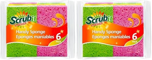SCRUBIT Cellulose Scrub Sponge - Kitchen Cleaning Sponges for Dishes, Pans, Pots & More- 12 Pack Dishwashing Sponges - Colors and Packaging May Vary by SCRUBIT