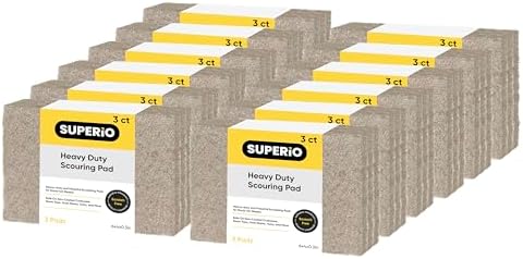 Superio Scouring Pad Pack of 36 - Non-Scratching Natural Sisal Cleaning Scrub Pads, Eco-Friendly Resuable Kitchen Scrubbing Pads by Superio
