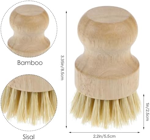 COMNICO 10 Pc Bamboo Dish Scrub Brush Set,Mini Natural Wooden Scrubber Set - Image 2