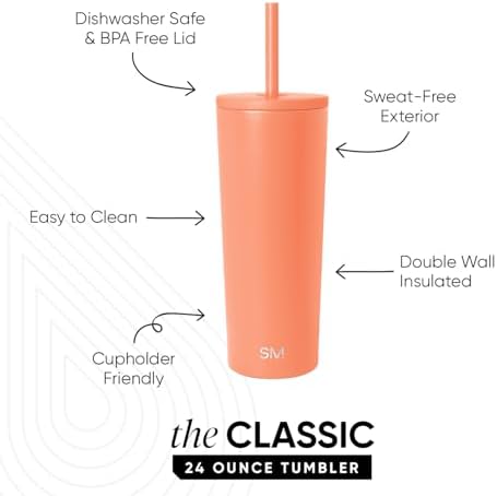 Simple Modern Iced Coffee Tumbler, Insulated | 24oz | Orange - Image 2