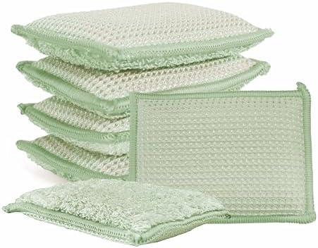 Bamboo Kitchen Sponges Heavy Duty Natural Cleaning Sponges Non-Scratch Dish Sponge for Dishes, Pots and Pans-Green,6 Pack by GUOYUANGLO