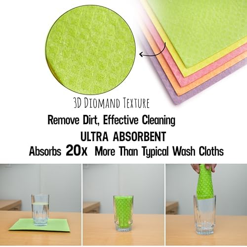 AQUASORB Swedish Dishcloths for Kitchen 10 Pack – Reusable Eco-Friendly Dish Cloths - Image 5
