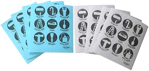 Skoy Cloth, 8-Pack Eco-Friendly and Reusable Swedish Dishcloth, for Kitchen and Household Use, Plastic-Free, Gray and Teal Color w/Hardware Design by Skoy