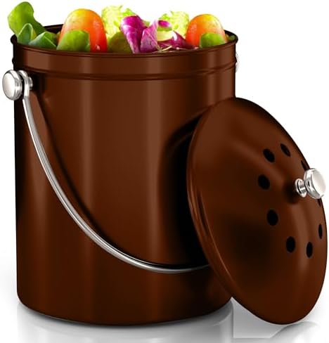 Utopia Kitchen Countertop Compost Bin 1.3 Gallon, Stainless Steel, Copper by UTOPIAKITCHEN