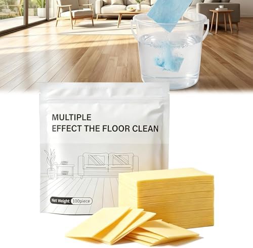 Multi-Effect Floor Clean Tablets，Water Soluble Floor Cleaner for Mopping, Concentrated Multi-Surface Cleaning Sheets Fit for Hardwood, Laminate Floors, Wall Tiles yellow 200 Pcs by Unknown