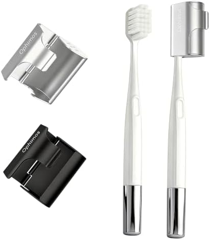 Aluminum Toothbrush Cover Cap with 2 Manual Soft Bristle Toothbrushes by ophimos