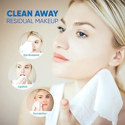 Orighty Disposable Face Towel, Biodegradable Clean Facial Towels, Super Soft Makeup Remover Wipes, Absorbent Facial Wash Cloth for Makeup Removing, Facial Cleansing, Nursing, Outdoor, 600 Count - Image 3