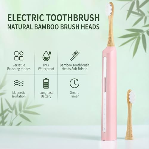 Sonic Electric Toothbrush with Bamboo Heads, Pink - Image 2