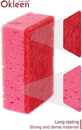 Pink Multi Use Scrub Sponges. Made in Europe. 18 Pack, 4.3x2.8x1.4 inches. Odorless Heavy Duty & Non Scratch Fiber. Durable and Delicate Scrubber for Kitchen & Bathroom, Housekeeping & Outdoors - Image 6