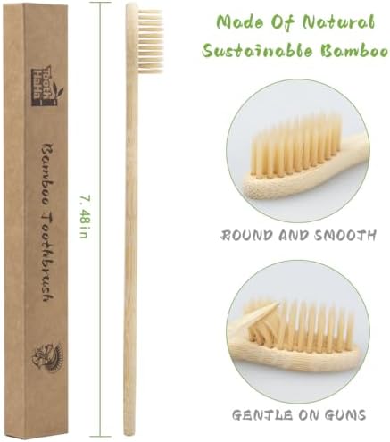 Bamboo Toothbrushes 10 Pack, BPA-Free Soft Bristle Toothbrush, Eco-Friendly, Natural Wooden Toothbrush, Vegan Organic Travel Toothbrush Pack for Adults - Image 2