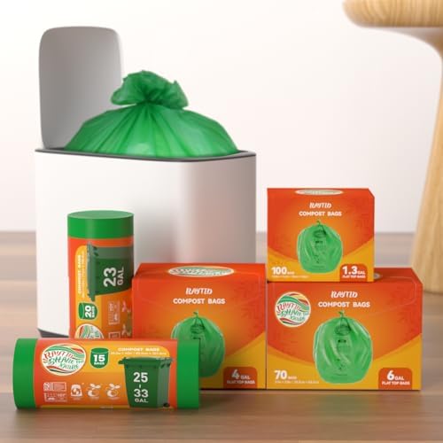 Compost Bags 1.3 Gallon,100 Count,Compostable Small Trash Bags for Kitchen Countertop Compost Bin 0.75, 1,1.2, 1.3Gallon,ASTM D6400, US BPI and Europe OK compost HOME certified - Image 6