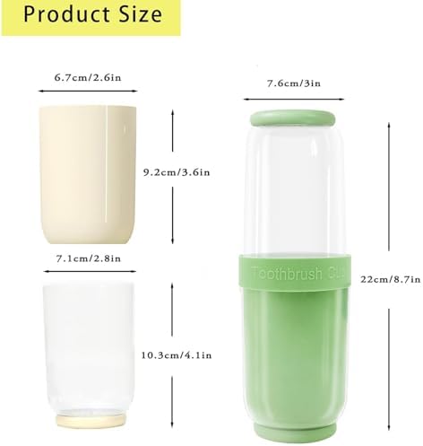 Breathable Toothbrush Travel Case, 2 in 1 Portable Travel Toothbrush Holder and Mouthwash Cup, Large Capacity Toothbrush Cup with Lid for School, Camping, Business Trip, Bathroom, Cruise (Green) - Image 6