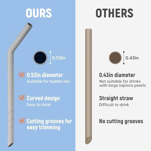 NiHome 6 PCS Extra Wide Reusable Bent Silicone Straws for Boba & Smoothies - Image 5