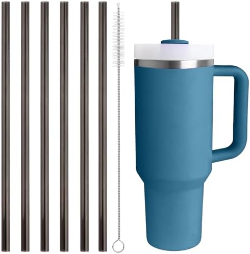Replacement Straw Compatible with 40 oz Stanley Quencher Tumbler, 12 Inch Extra Long Reusable Plastic Straws for 40 Oz Cup, Black-6 Pack by Bubrike