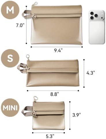 3Pcs Waterproof Double Layer Pocket Travel Toiletry Bag Set,Cream Beige - Image 2