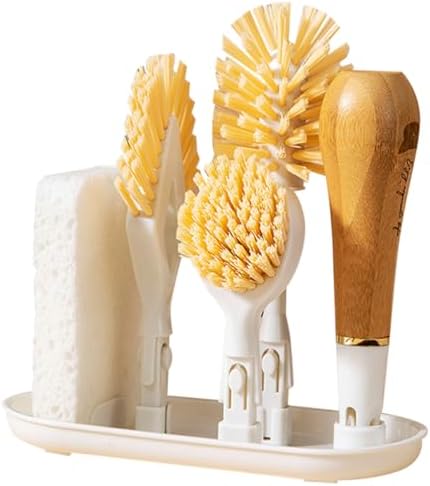 Gatuida Bamboo Multi-Head Cleaning Brush Set Replaceable Brush Heads for Kitchen Sink and Pot Cleaning Sturdy and Dish Scrubber for Household Use - Image 6