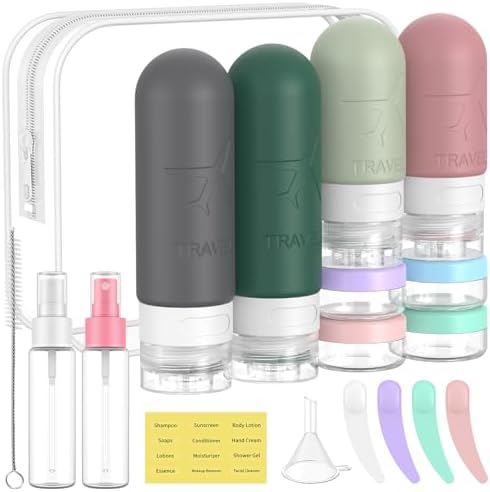 ME.FAN 18 Pack Travel Bottles for Toiletries, TSA Approved, Morandi by MEFAN