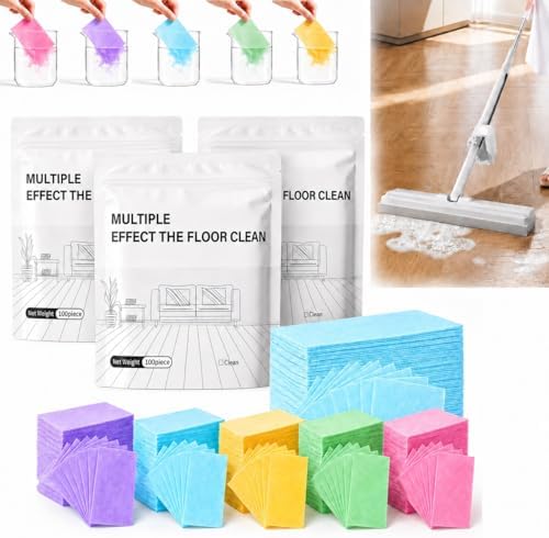 Multi-effect Floor Cleaner Sheets, Multi-surface Clean Tablets, 100-Count Fast-Dissolving Mopping and Deep Cleaning Solution for Hardwood, Wood, Tile, Vinyl, Marble, Laminate Floors by Huprh