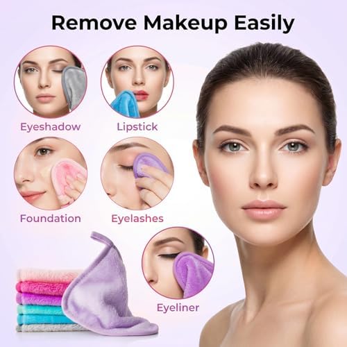 Sukh Makeup Remover Cloth - 7PCS Reusable Makeup Remover Pads, Microfiber - Image 3