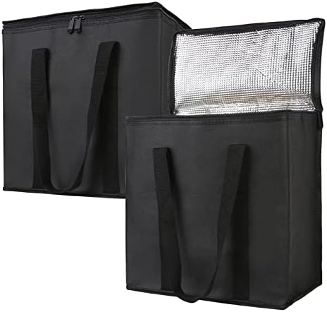 Bodaon 2-Pack Insulated Reusable Grocery Shopping Bags, Medium, Black, by Bodaon
