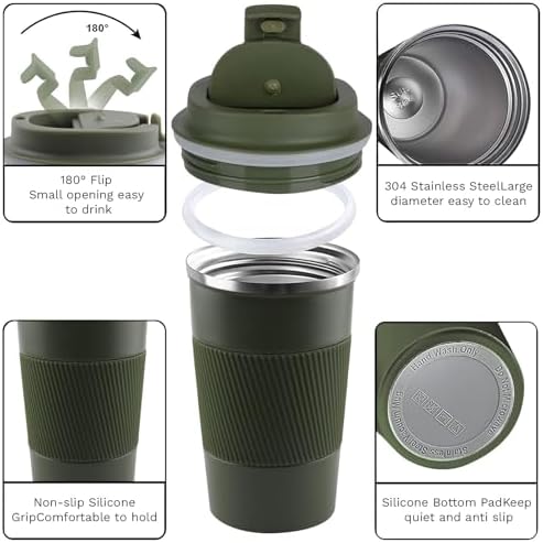 Insulated Travel Coffee Mug, Stainless Steel Coffee Cup with Leakproof Lid - Image 3
