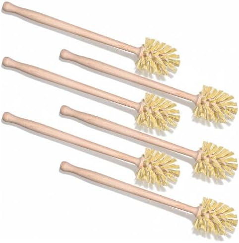 6-Pack Natural Wood Dish Brush Set with Long Beechwood Handle & Sisal Bristles, 13.8 x 2.7 Inch Bottle Brush for Cleaning Jars, Mugs, Glasses, Vases, Pitchers by Unknown
