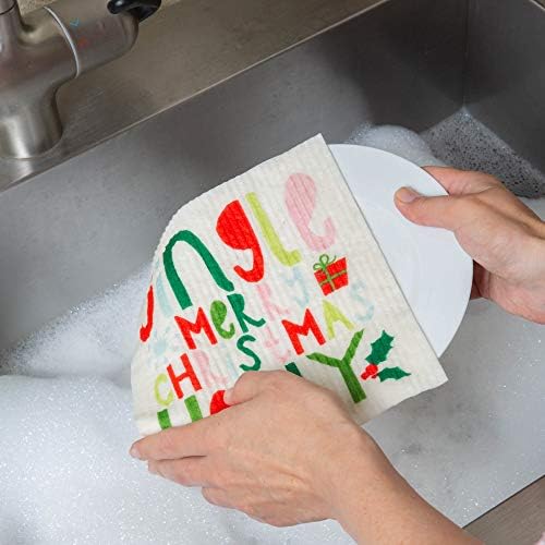 DII Swedish Dishcloths for Kitchen & Cleaning, Reusable, Machine Washable & Dishwasher Safe, Biodegradable, 7.75 x 6.75, Jingle, 3 Piece - Image 5
