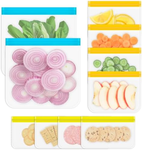 10 Pack Reusable Gallon Freezer Bags, Multicolor by Koolstuffs