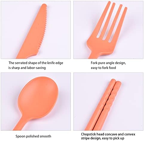 Travel Utensils, Reusable Utensils Set with Case, Camping Plastic Cutlery - Image 3