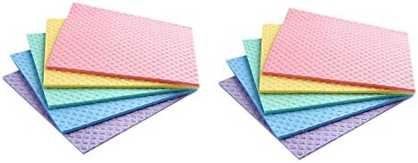 Reusable Cleaning Cellulose Sponge Cloths Absorbent Wipes Clean Kitchen Car Dish Eco-Friendly Dishcloth Hand Towel Auto (2 Pack (10pcs)) by Sold_By_Cheapnwork
