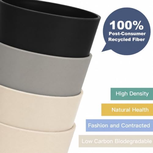 Wrova Wheat Straw Cups Set of 6, 12 OZ Plastic Cups Reusable Kitchen Cups,Dishwasher Safe Water Cups for Kids, Unbreakable Drink Cups for Juice,Ice Coffee,Tea- Black & Gray - Image 7